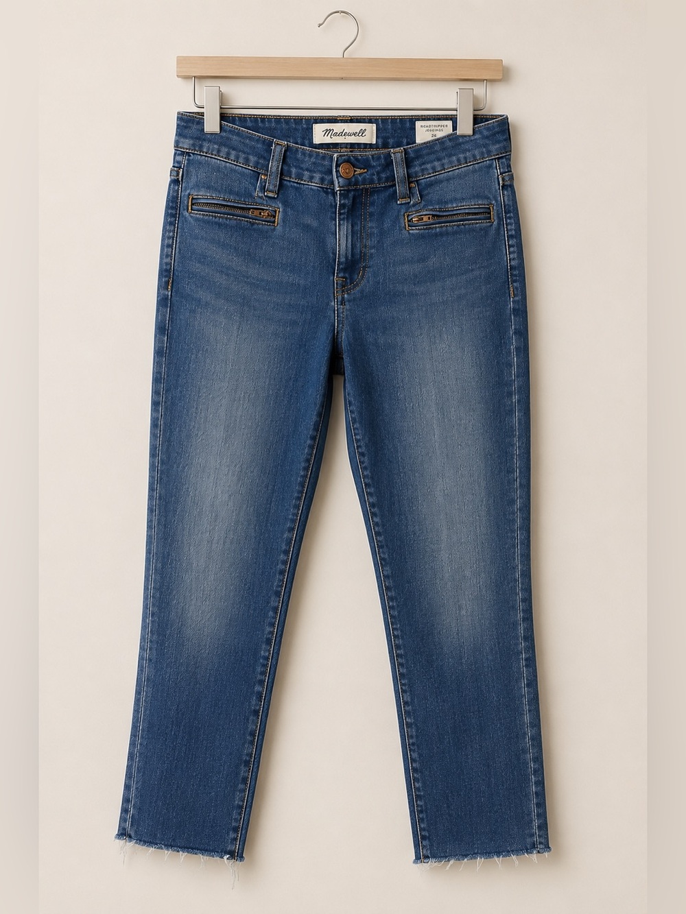 Madewell Roadtripper Jeggings Raw Hem Zipper Pocket Jeans Size 26